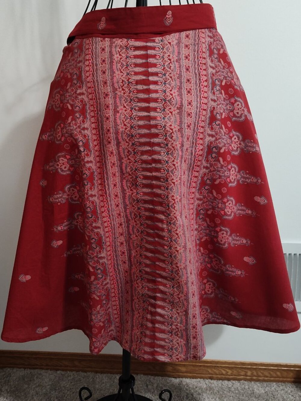 Funky People red patterned cotton wrap skirt, NWTs, size XL